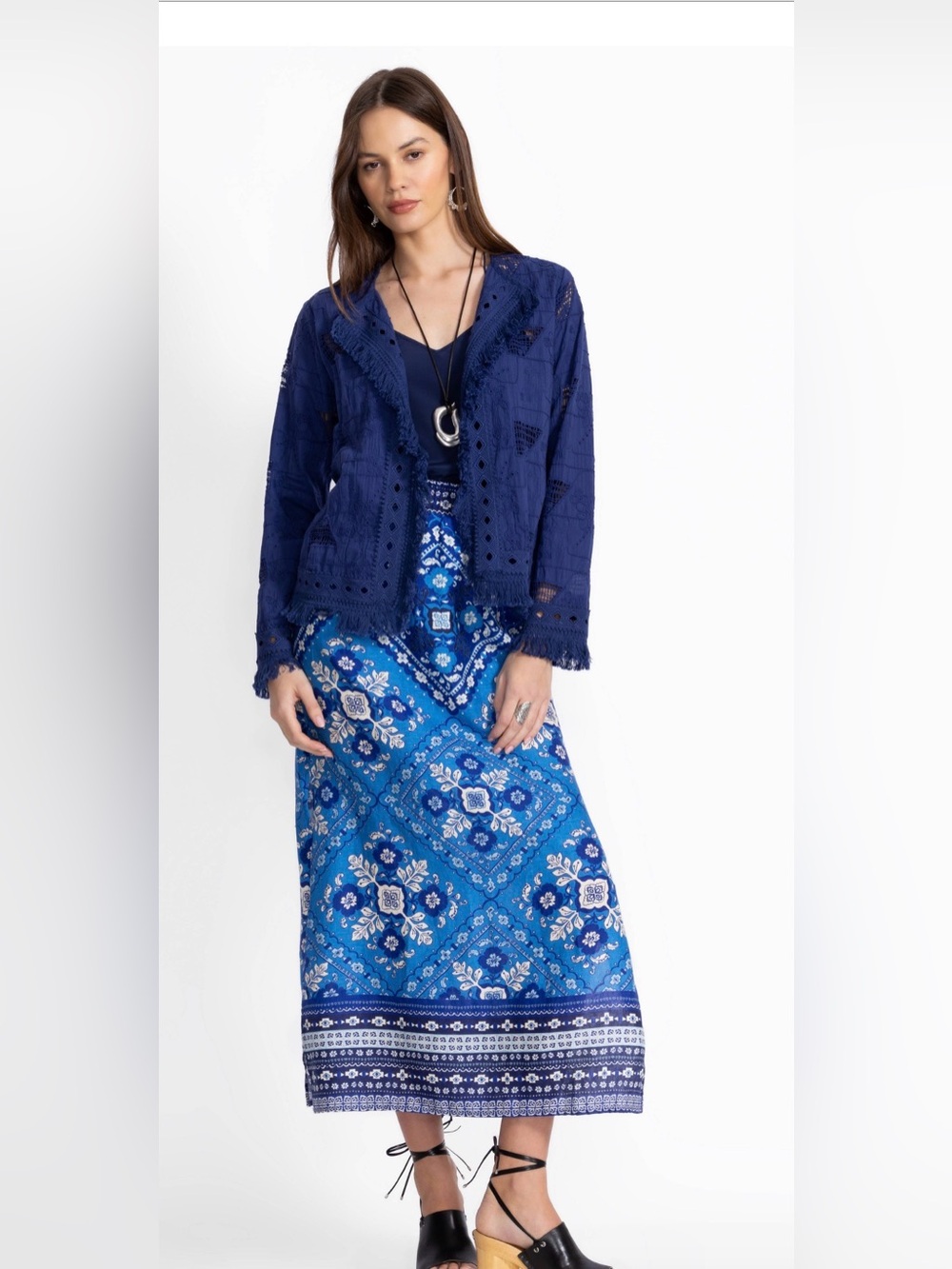 Johnny Was NWT Linen High-Slit Skirt- Ciena- S